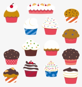 Transparent Bakery Cake Clipart - Cute Cupcakes Pic Cartoon, HD Png Download, Transparent PNG