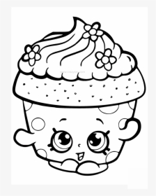 Shopkin Drawing Black And White Transparent Png Clipart - Cute Cupcake Coloring Pages, Png Download, Transparent PNG