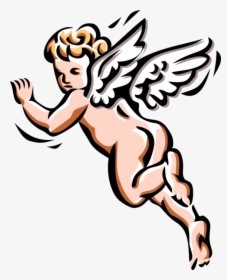 Vector Illustration Of Angelic Spiritual Cherub Angel - Cartoon Of Angels On Flying, HD Png Download, Transparent PNG