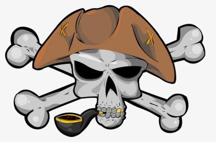 Pirate, Skull, Bone, Hat, Tobacco, Tube, Jolly Roger - Free Cartoon Pirates Clipart, HD Png Download, Transparent PNG
