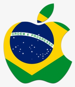 Logo Da Apple Com A Bandeira Do Brasil - Brazil Flag, HD Png Download, Transparent PNG