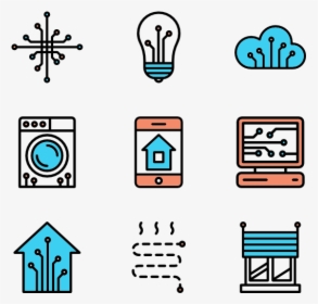 Linear Smart Home Elements - Smart Home Icons Png, Transparent Png, Transparent PNG