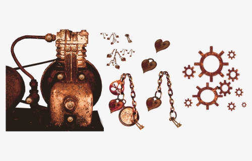 Steampunk, Engine, Heart, Gears, Jewelry, Chain, Locket - Steampunk Engine Png, Transparent Png, Transparent PNG