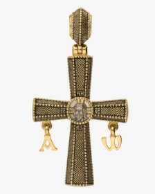 Russian Orthodox Silver Cross Pendant Holy Face Of - Cross With Alpha And Omega, HD Png Download, Transparent PNG