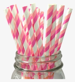 Light Pink And Hot Pink Striped 25pc Paper Straws - Paper Straws Png, Transparent Png, Transparent PNG