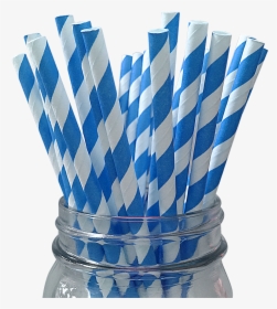 Transparent Straws Png - Blue Striped Paper Straw, Png Download, Transparent PNG