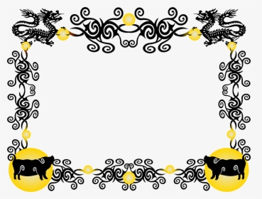 Chinese New Year Pig Borders Clipart - Chinese Dragon Border Design, HD Png Download, Transparent PNG