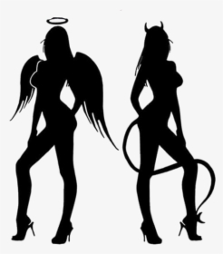 #angel #devil #silhouette - Naughty Angel And Devil, HD Png Download, Transparent PNG