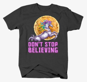 Don 039 T Stop Believing Rainbow Unicorn And Moon Pixel - Boardwalk T Shirts Beach, HD Png Download, Transparent PNG