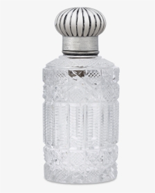 English Silver And Cut Glass Perfume Bottle - Glass Bottle, HD Png Download, Transparent PNG