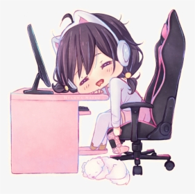 Chibi Anime Girl Gaming, HD Png Download, Transparent PNG