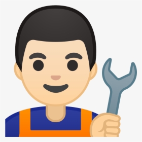 Man Mechanic Light Skin Tone Icon - Emoji Man, HD Png Download, Transparent PNG