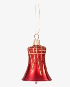 Glass Ornament Red Bell With Glitter Roof - Chain, HD Png Download, Transparent PNG