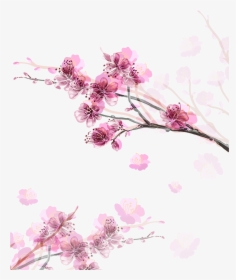 Pink Flower Peach Blossom Cherry Vector Hand Clipart - Blue And Pink Cherry Blossoms Png, Transparent Png, Transparent PNG