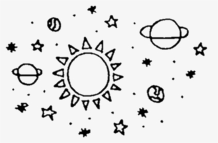 Sticker Space Black Tumblr Planets Stars Star Png Transparent - Moon And Stars Drawing, Png Download, Transparent PNG