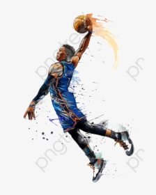 Transparent Girl Basketball Player Clipart - Basketball Player Dunking Drawing, HD Png Download, Transparent PNG