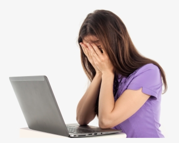 Sad Woman Png - Sad Girl On Laptop, Transparent Png, Transparent PNG