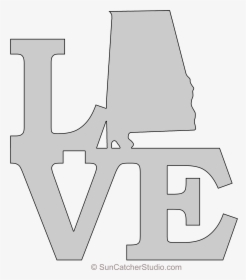 Alabama Love Map Outline Scroll Saw Pattern Shape State - Cross, HD Png Download, Transparent PNG