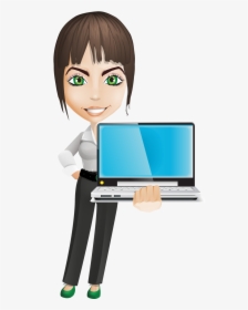 Image For Free 3d Girl Holding Laptop Clip Art - Cartoon, HD Png Download, Transparent PNG