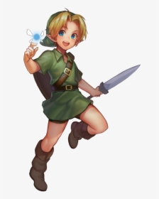 Art Gaming Link Legend Of Zelda Navi Ocarina Of Time - Ocarina Of Time Link And Navi, HD Png Download, Transparent PNG
