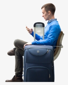 Executive Online Courses Cx - Man Waiting In Airport With Luggage, HD Png Download, Transparent PNG