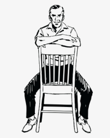 Transparent Chair Clipart - Man Sitting On Chair Drawing, HD Png Download, Transparent PNG