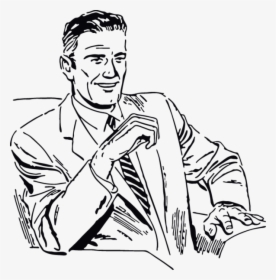 Man In Suit Sitting In Chair - Man In A Suit Drawing, HD Png Download, Transparent PNG