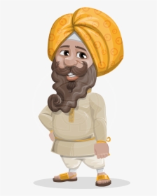 Indian Man With Turban Cartoon Vector Character Aka - Indian Man With Turban Cartoon, HD Png Download, Transparent PNG