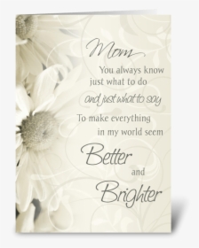 Happy Birthday Mom White Flowers Greeting Card - Happy Wedding Anniversary Cards, HD Png Download, Transparent PNG