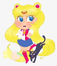 Sailor Moon And Luna Chibi - Cartoon, HD Png Download, Transparent PNG