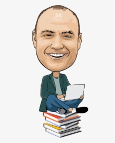 Man With Book Caricature, Man With Laptop Caricature, - Happy Birthday Mr Writers, HD Png Download, Transparent PNG