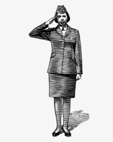 Female Saluting Soldier Silhouette, HD Png Download, Transparent PNG