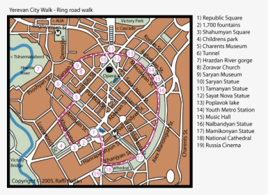 Yerevan Walking Tour Map, HD Png Download, Transparent PNG