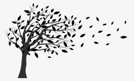 Tree In The Wind Blowing - Tree Blowing In The Wind Silhouette, HD Png Download, Transparent PNG