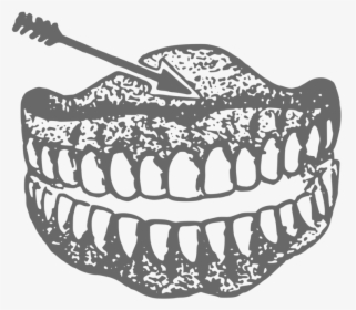 Teeth Drawing Transparent Png Clipart Free Download - Denture Clipart Black In White, Png Download, Transparent PNG