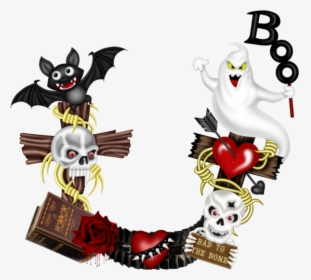 #halloween #boo #ghost #skull #skulls #bat #wood #frame - Cartoon, HD Png Download, Transparent PNG