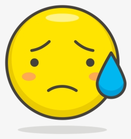 029 Sad But Relieved Face - Sad Smiley Face Emoji, HD Png Download, Transparent PNG
