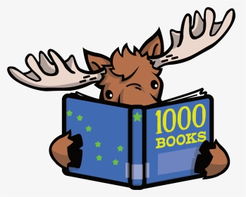 Moose Reading A Book Titled 1,000 Books - Reading Books Clipart Transparent, HD Png Download, Transparent PNG