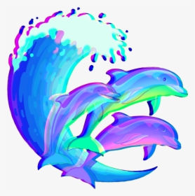 #vaporwave #dolphins - Clip Art Of Dolphins, HD Png Download, Transparent PNG