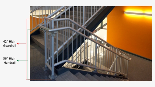 Sample Of The Different Heights Of Guardrail And Handrail - Commercial Stair Switchback Handrail, HD Png Download, Transparent PNG