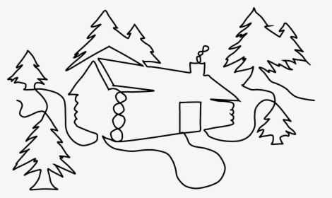 40020 Cabin In The Woods By Dave Hudson Full Line Stencil - Line Art, HD Png Download, Transparent PNG
