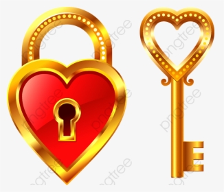 Transparent Lock Clipart - Love Heart Key Clipart, HD Png Download, Transparent PNG