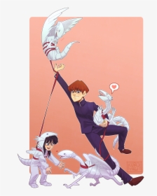 Seto Kaiba And His Three Blue Eyes White Dragons, Plus - Seto Kaiba X Blue Eyes White Dragon, HD Png Download, Transparent PNG