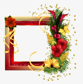 Red Gold Frame With Field Flowers - Birthday Wishes Card 2018, HD Png Download, Transparent PNG