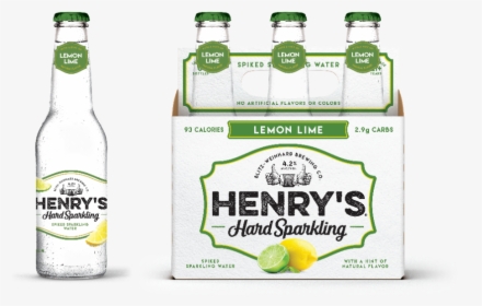 Lemon Lime Henrys Hard Sparkling Water - Glass Bottle, HD Png Download, Transparent PNG