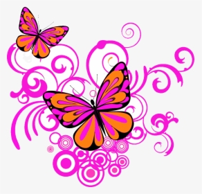 Transparent Pink Design Png - Butterfly Borders Designs Png, Png Download, Transparent PNG