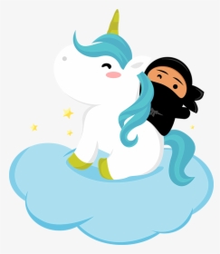 Cartoon Shinobi Riding A Unicorn - Cartoon, HD Png Download, Transparent PNG