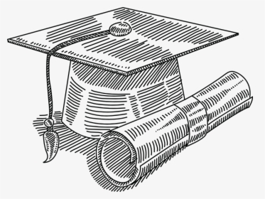 Transparent Graduation Cap And Diploma Clipart - Scholarship Art Black And White, HD Png Download, Transparent PNG