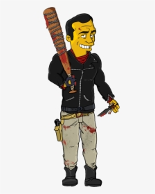 Twd Comics Negan And Lucille Simpsons Style By Thewalkerprieton - Walking Dead Negan Simpsons, HD Png Download, Transparent PNG