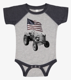 Farm Boy Infant Boy S Grey Usa Flag Tractor Onesie - Baby Boy Clothes Daddys Mechanic, HD Png Download, Transparent PNG